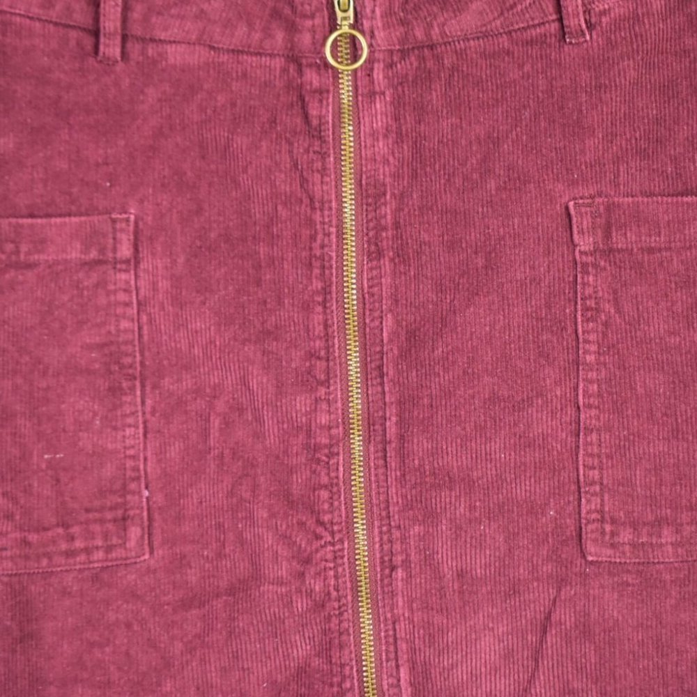 Altar'd State Skirt L Womens Front Zip Burgundy Corduroy Cotton Blend Holiday - Picture 2 of 10